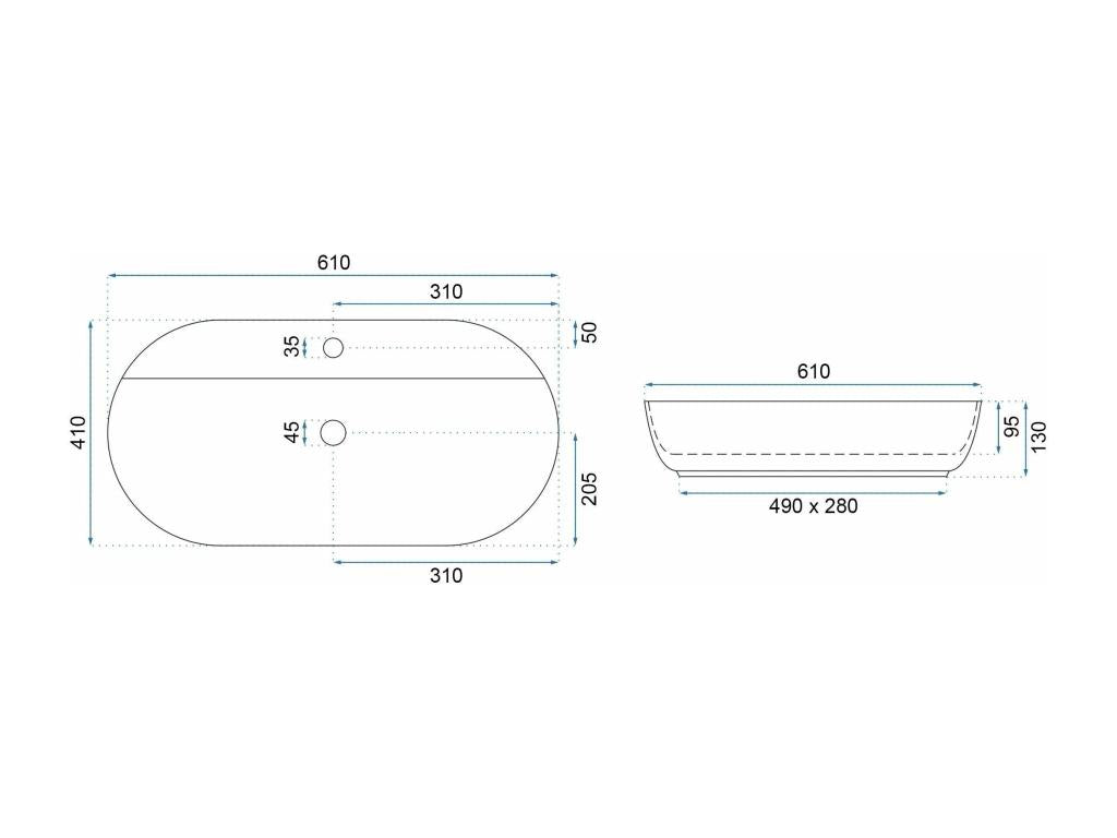 Countertop Washbasin 61 Blue SUKN87206