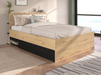 Storage bed 140x190 cm - Natural and black color - Elariva BPAC35653