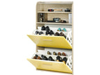 Oak Shoe Cabinet with Yellow Drop-Down Doors - Grey Waves Curtain Color 810 IMJI23920