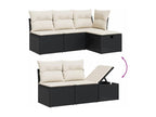 7-piece garden furniture set with cushions, black woven resin VIEZ83022