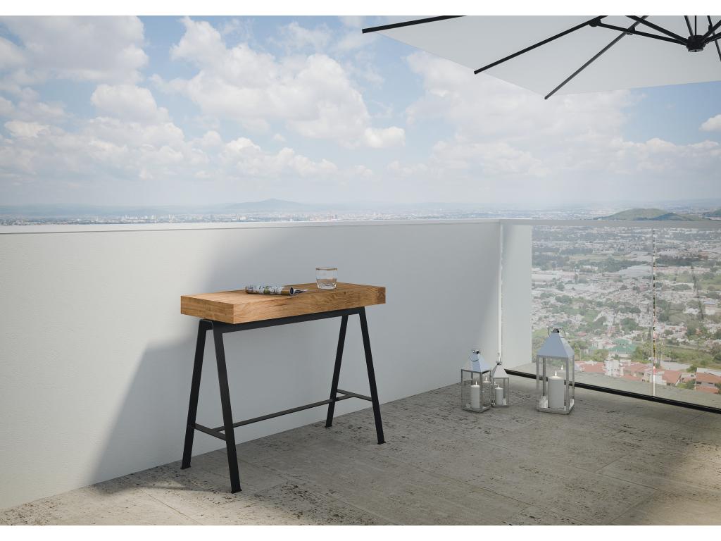 Small Premium Console Table, Stained Fir, Anthracite Frame FYPT58766