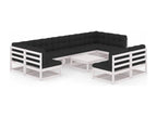 10-piece garden furniture set with cushions, white, solid pine wood, EFIX93339