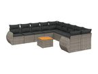 11-piece garden furniture set with grey resin wicker cushions HCLE12202