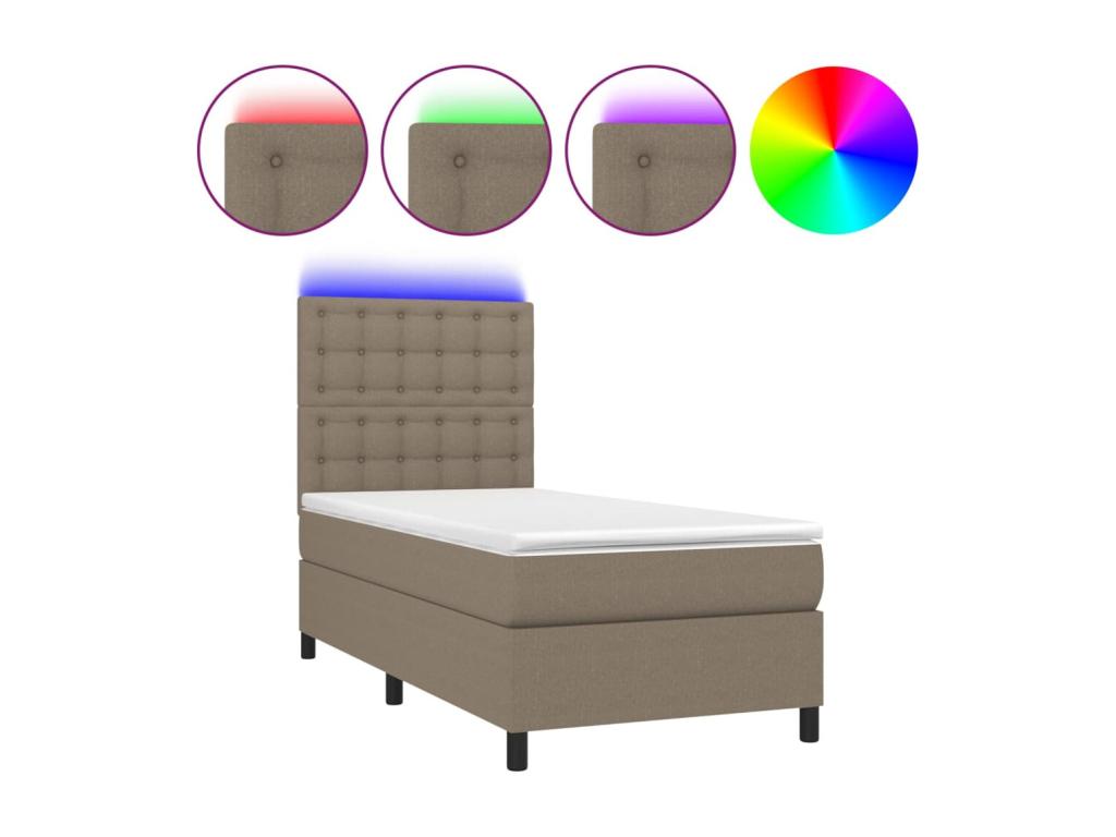 Bed base, mattress, and LED lighting 90x200 Fabric ZPDY14541