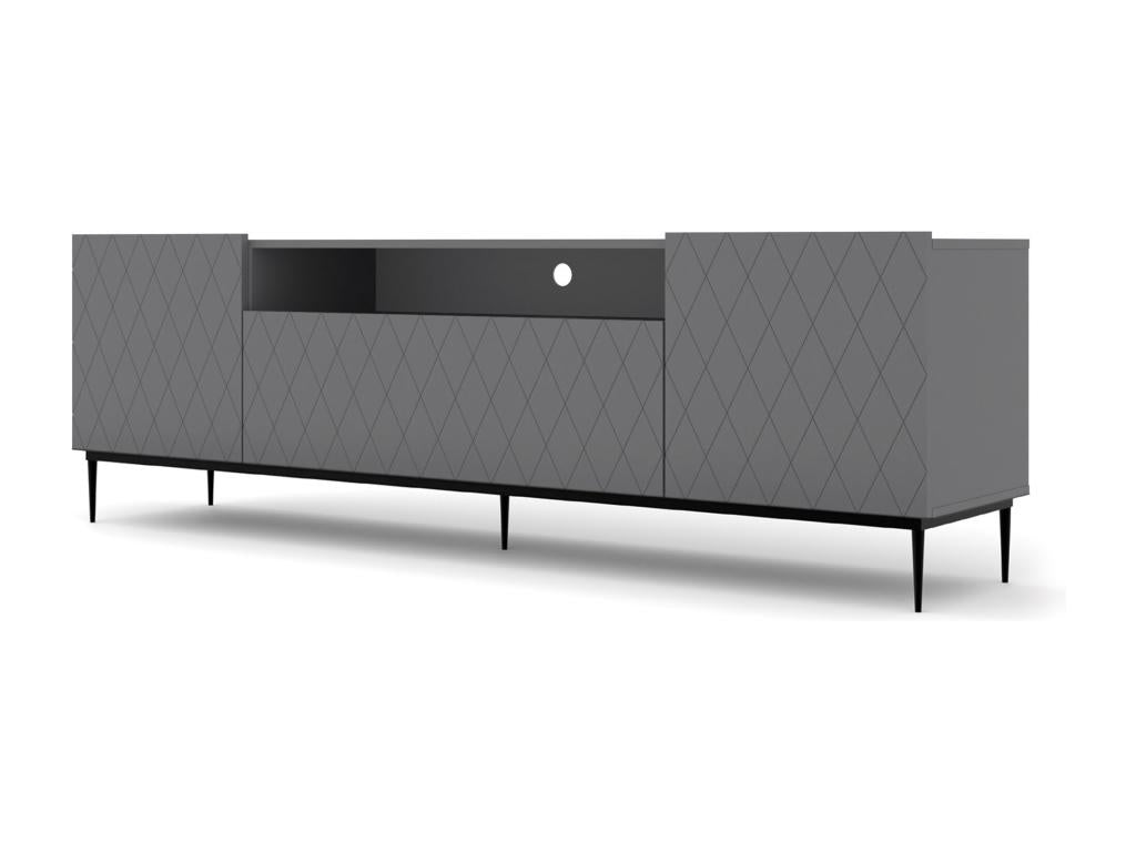 TV stand 193 cm matte graphite grey with black frame IOSX32459