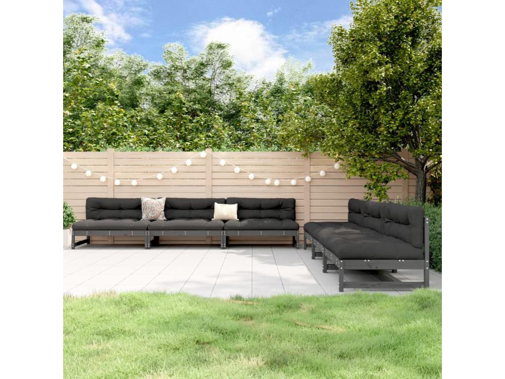 6-piece garden furniture set, Grey, Solid Pine Wood BPTF99689