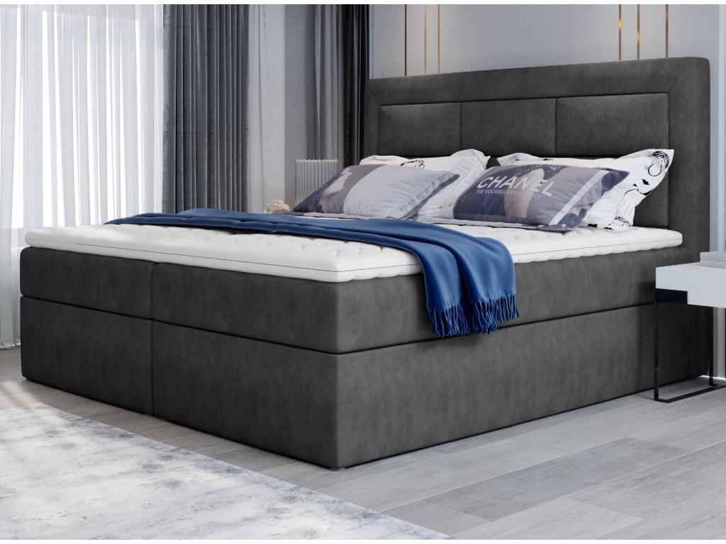 Elariva dark grey fabric continental bed - Sleeping area 140x200 cm WKCV75195