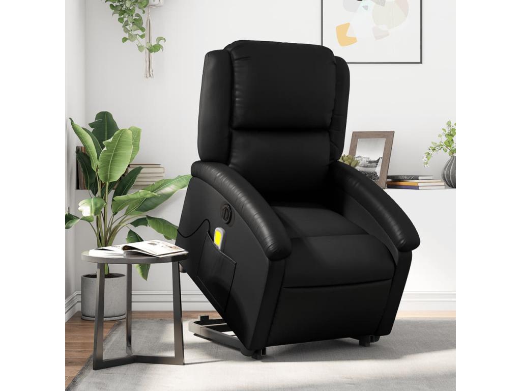 Black faux leather electric reclining massage chair MFSH69455