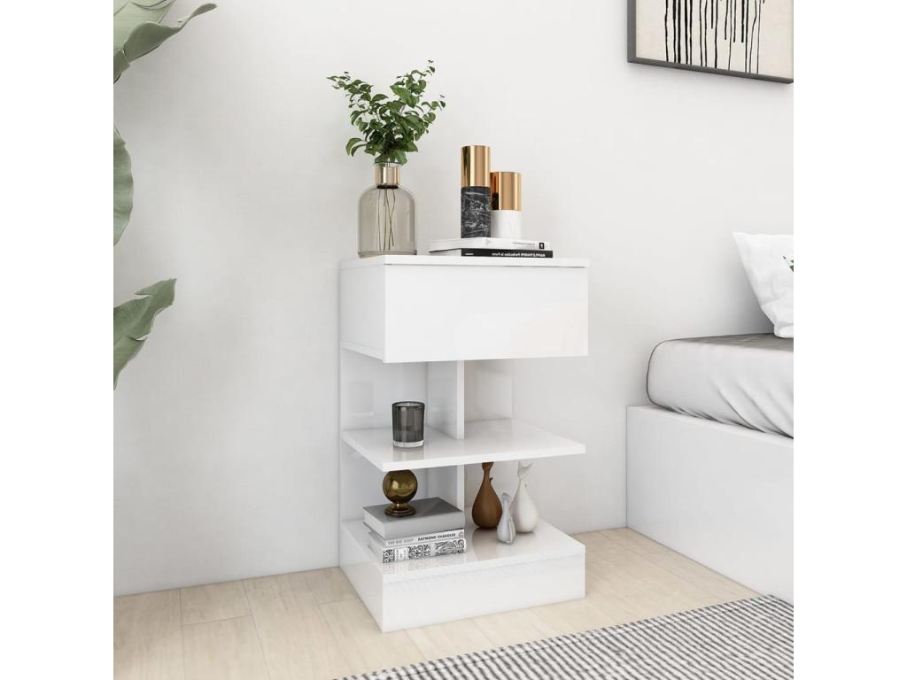 Elariva Premium - Bedside Tables, 2 pcs, Glossy White, 40x35x65 cm, VAAQ52661