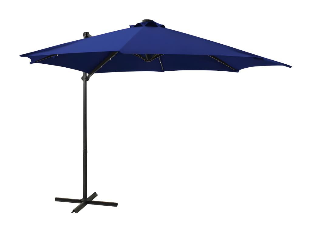 Cantilever parasol with pole and Lysviaères LED lights, azure blue, 300 cm, WBQK62852
