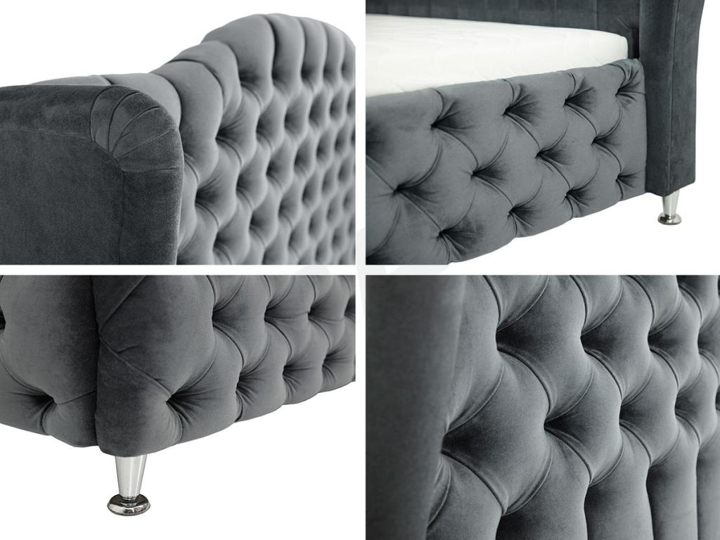 Bed 102 Double Gray 180x200 Tapestry 207x222x162cm ELEL66054