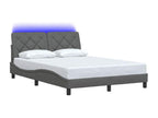 Bed frame with LED lighting, mattress not included, dark grey, 140x190 cm, fabric VAWH16039