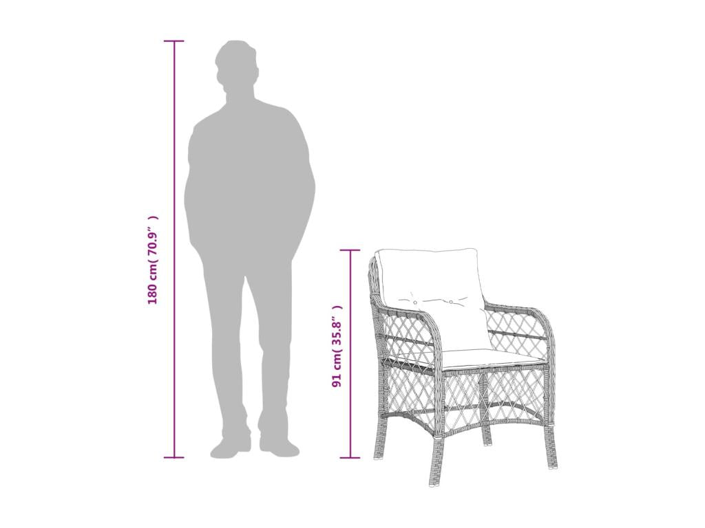 7-piece garden dining set with cushions, meElariva beige rattan NBCT90126