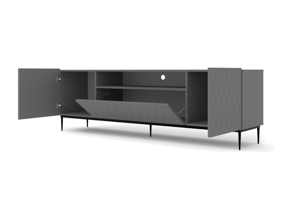 TV stand 193 cm matte graphite grey with black frame IOSX32459
