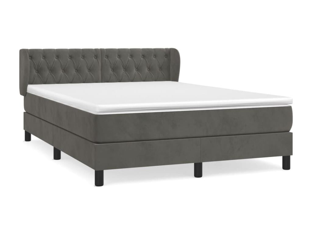 Bed base and mattress, Dark Grey 140x200 Velvet YDDO94153