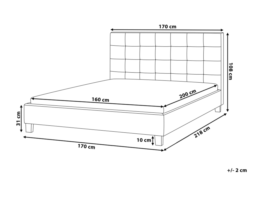 Bed with slatted base, fabric, 160x200 cm, light grey, KLPG92081