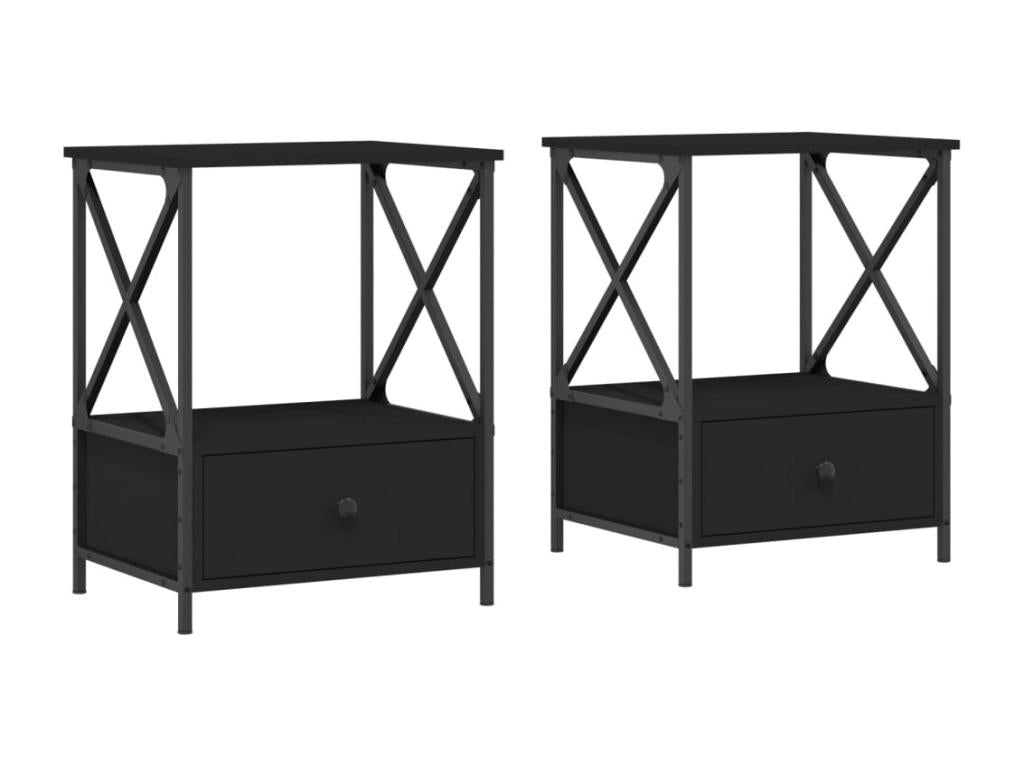 2-piece black bedside tables, 50x41x65 cm, engineered wood, LYME39960