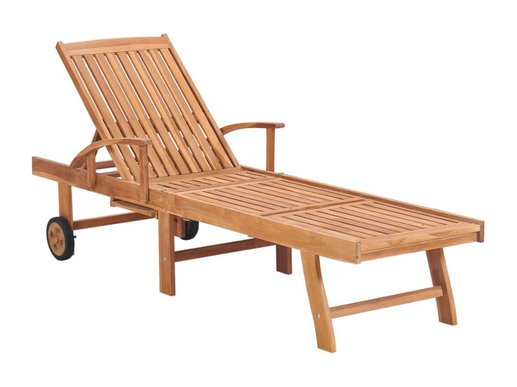 Set of 2 sun loungers with cushions, solid teak wood UVKO58934