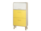 Oak Shoe Cabinet with Yellow Drop-Down Doors - Grey Waves Curtain Color 810 IMJI23920