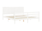 Bed frame with white headboard, Super solid wood YUXT57704