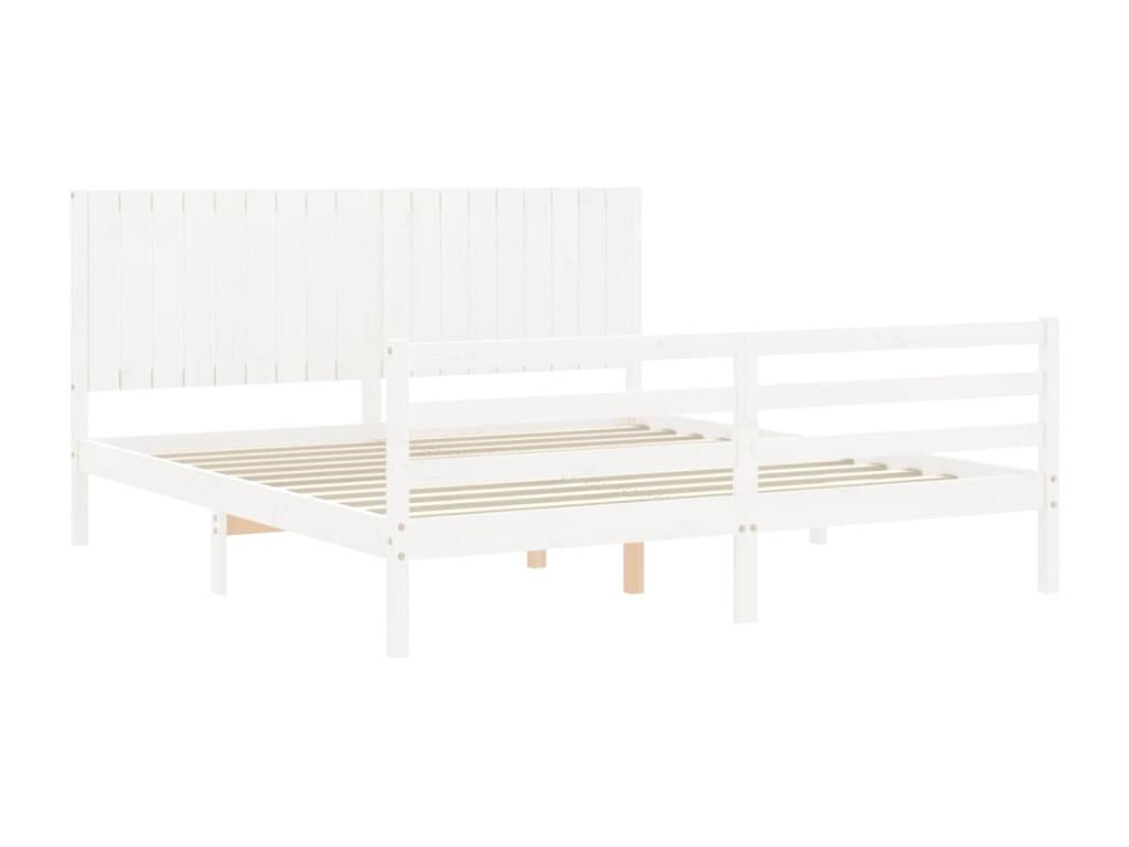 Bed frame with white headboard, Super solid wood YUXT57704