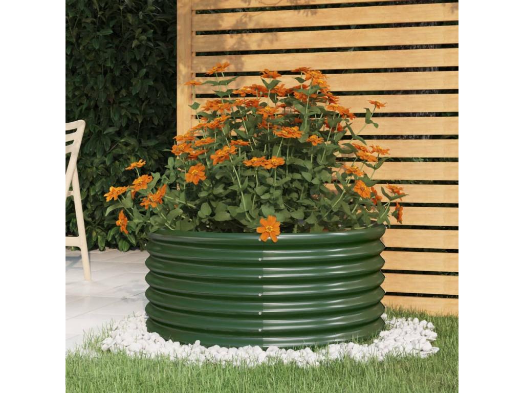 Powder-coated steel garden planter 80x80x36 Green FQYS04997