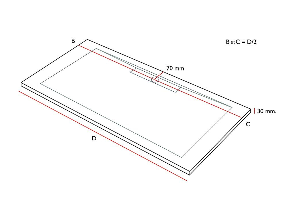 Black shower tray with slate finish and colored grate - 90x70 cm VHHW21038