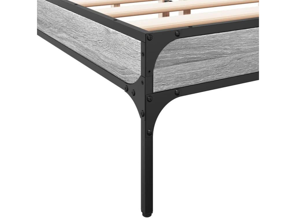 Lysvia grey bed frame 140x190 cm engineered wood and metal GOIJ63626