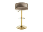 Set of 2 velvet and gold metal bar stools - Adjustable height - Beige - Elariva MMMG05407