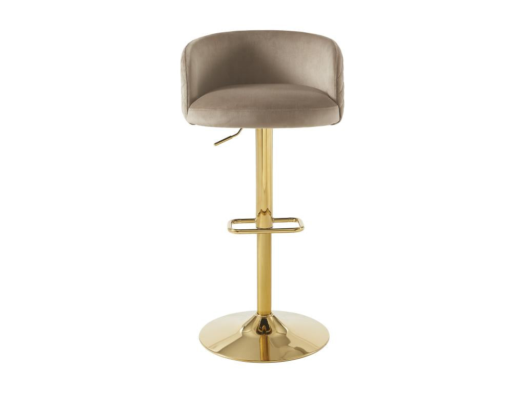 Set of 2 velvet and gold metal bar stools - Adjustable height - Beige - Elariva MMMG05407