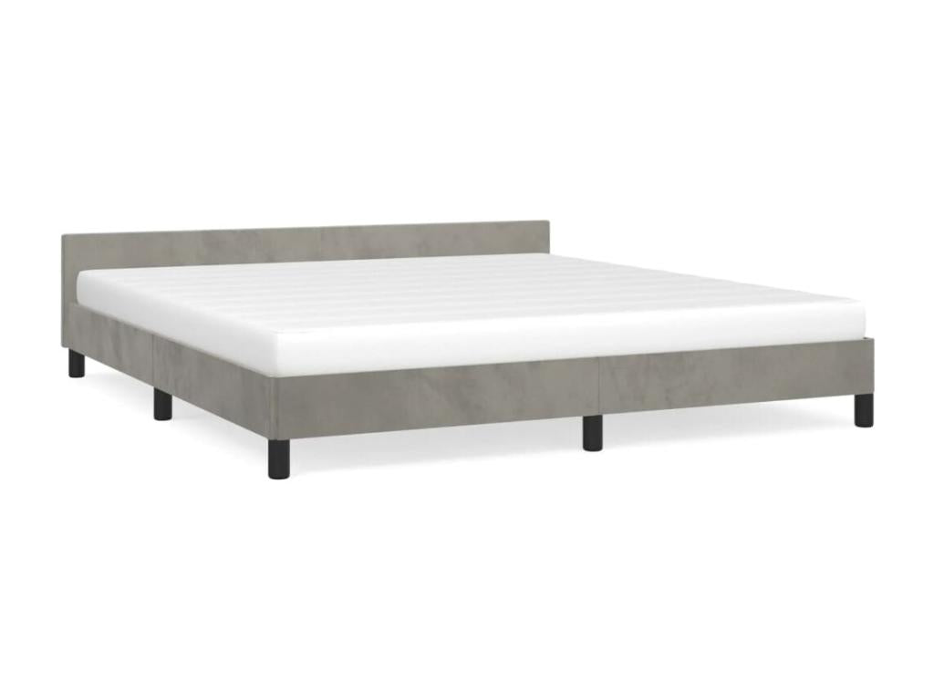 Bed frame with headboard, light grey, 160x200 cm, velvet, SETJ19166