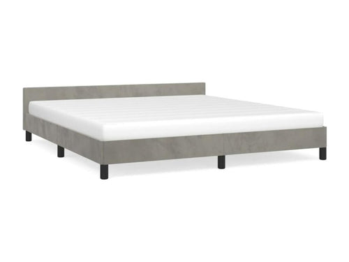 Bed frame with headboard, light grey, 160x200 cm, velvet, SETJ19166