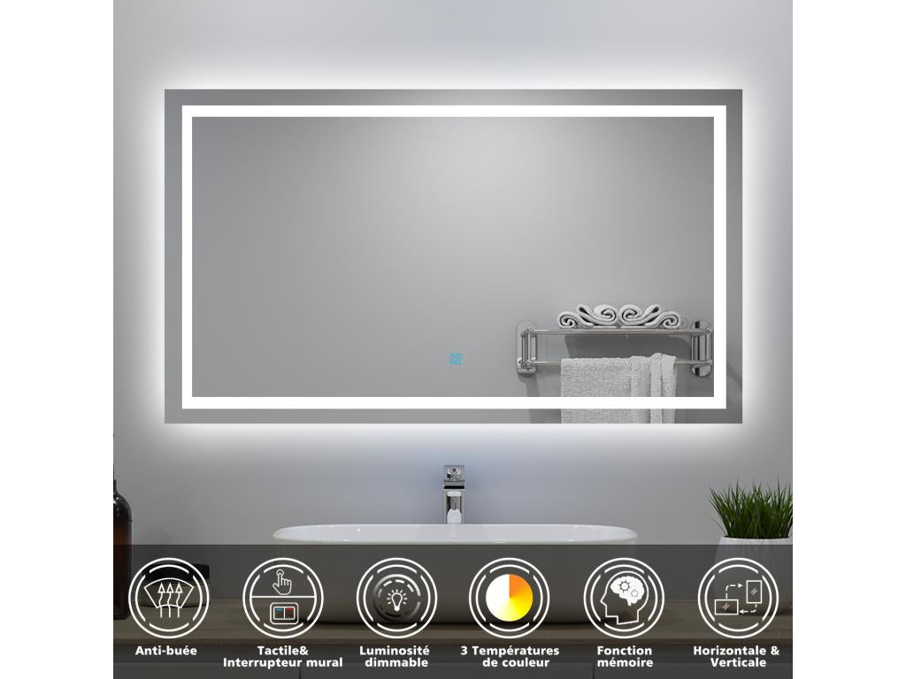 Bathroom vanity unit 100cm Anthracite single sink with illuminated mirror, 3 colors, dimmable LRHS41173