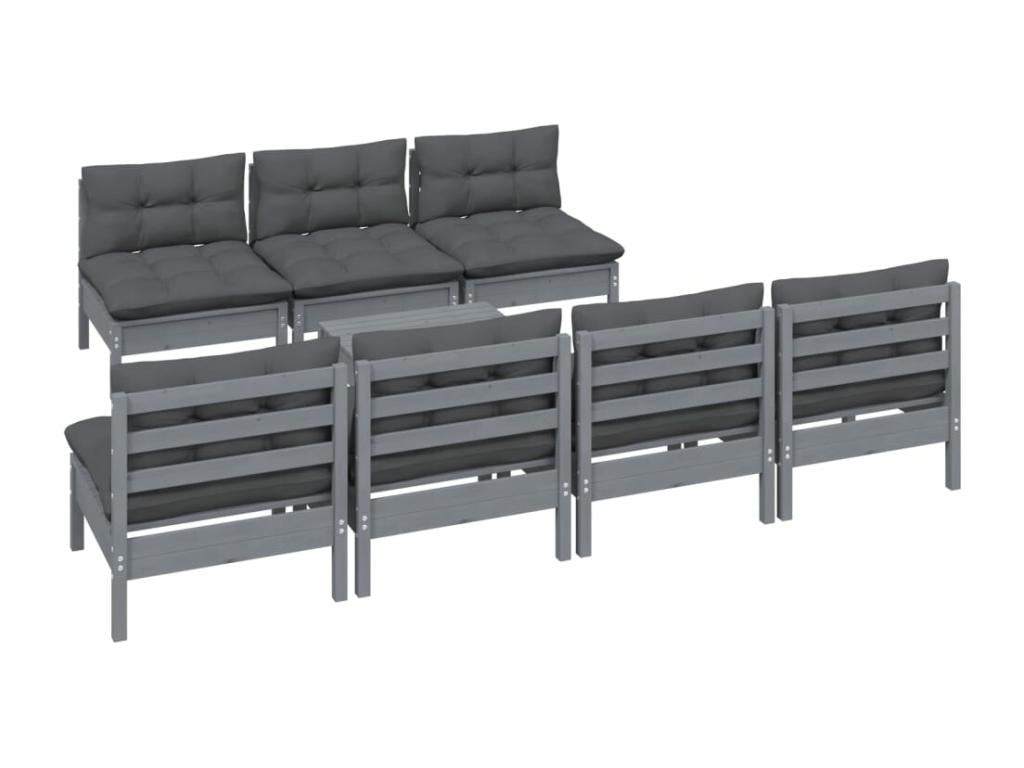 8-piece garden furniture set with cushions, anthracite pine wood OWEY27275