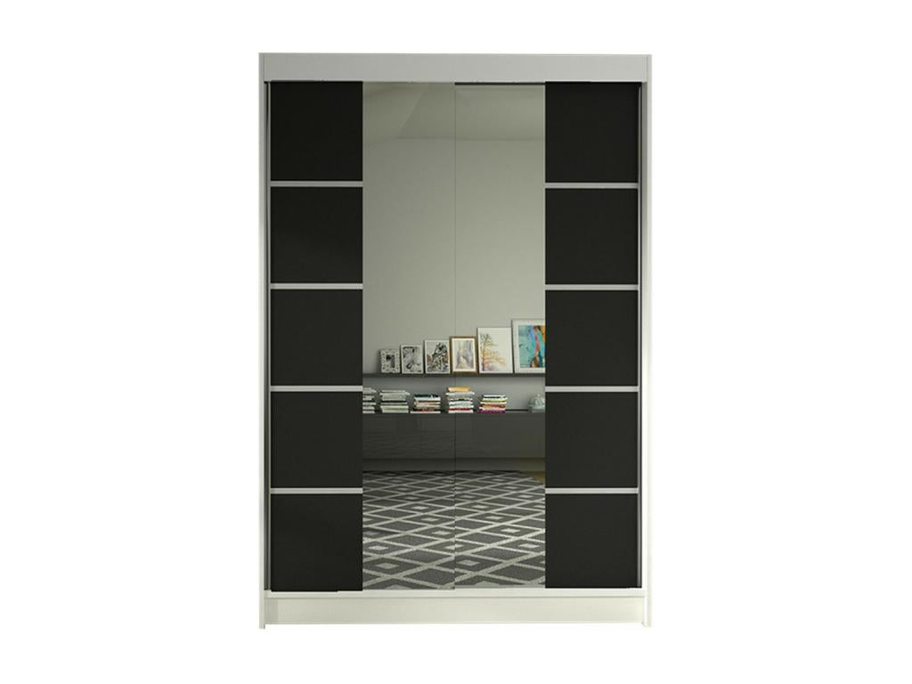 Wardrobe 151 Black - White 200x120x58cm Sliding Wardrobe Doors OKJZ45635