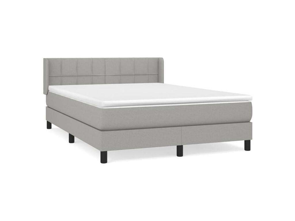 Bed base with mattress, light grey, 140x190 cm, fabric RYQW10427