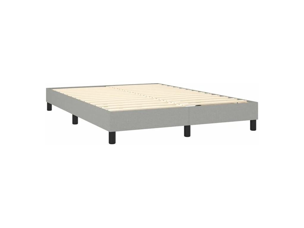 Bed base with mattress, light grey, 140x190 cm, fabric RYQW10427