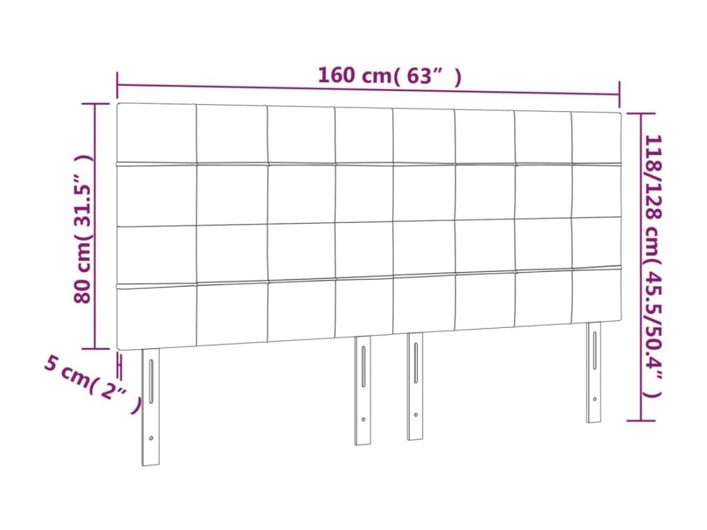 Dark Green LED Headboard 160x5x118/128 cm Velvet ZQVB84929