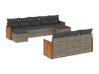 Garden furniture set with cushions, 10 pieces, grey woven resin, PIBA49787