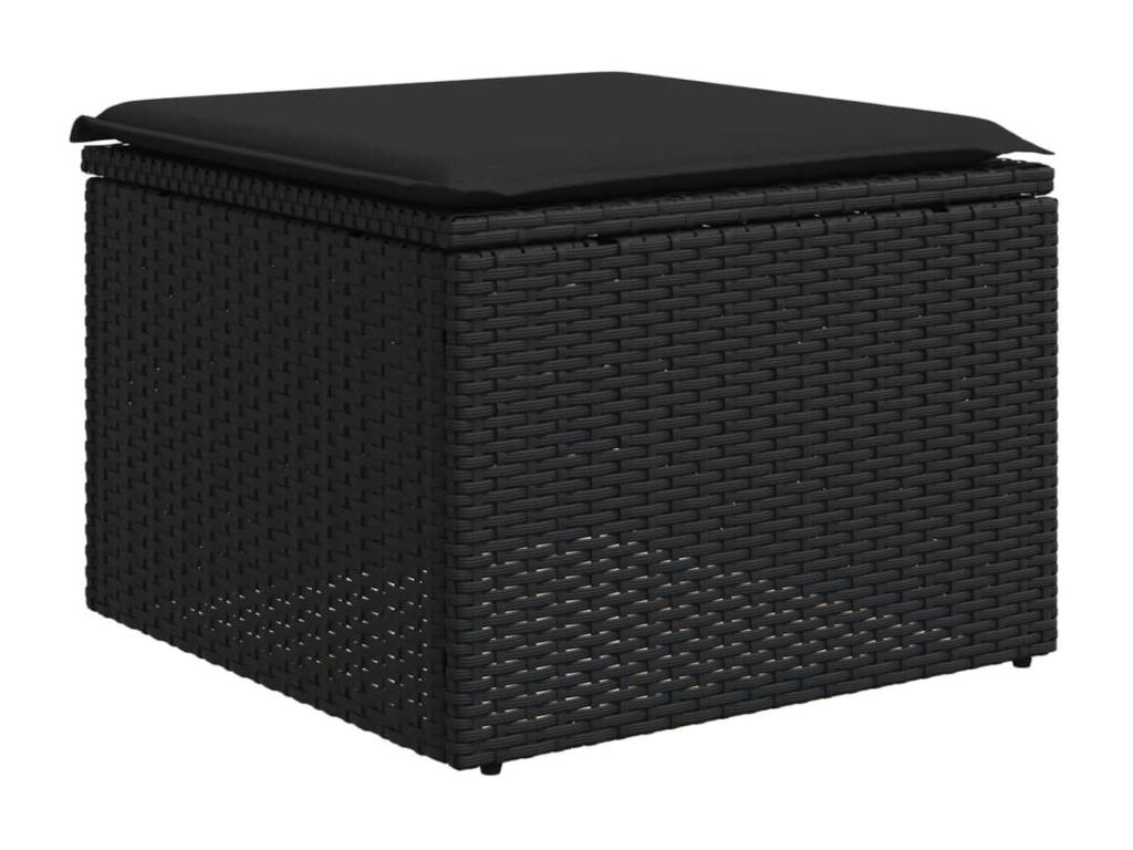 6-piece garden furniture set with cushions, black woven resin MBXF39297