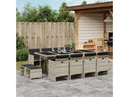 13-piece light grey rattan garden dining set and cushions CVTO31917