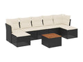 8-piece garden furniture set with cushions, black woven resin JFDW09480
