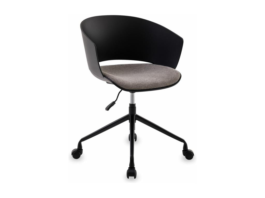 Modern style height-adjustable swivel office chair with fabric seat cushion on black UUCR60785