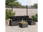 6-piece garden furniture set with cushions, black woven resin MBXF39297