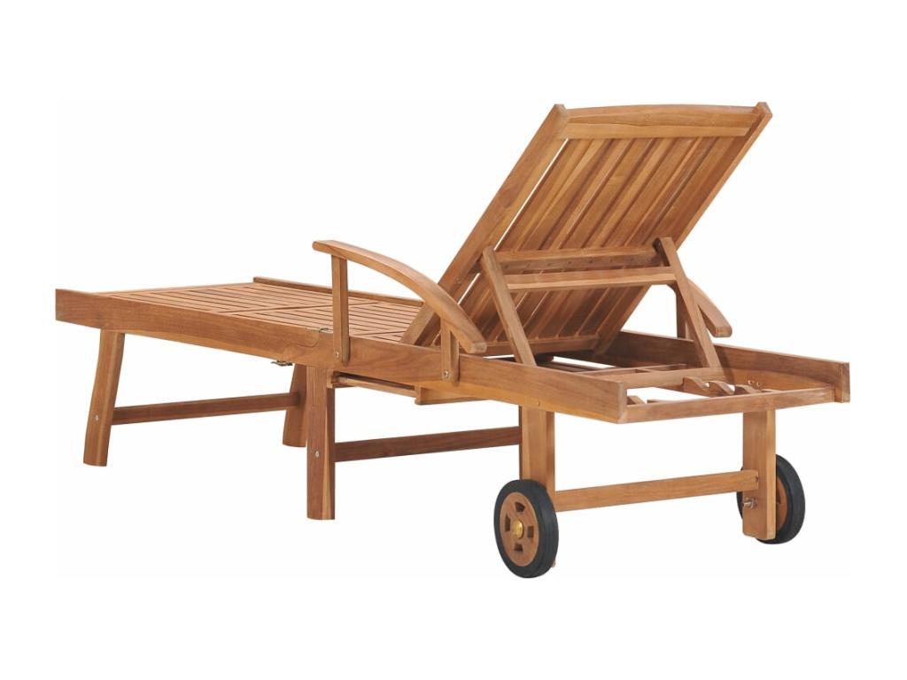 Set of 2 sun loungers with cushions, solid teak wood UVKO58934