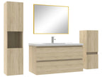 Elariva NXHP47020 100cm Single Sink Bathroom Furniture Set with Column, Wall Mirror, Oak Finish