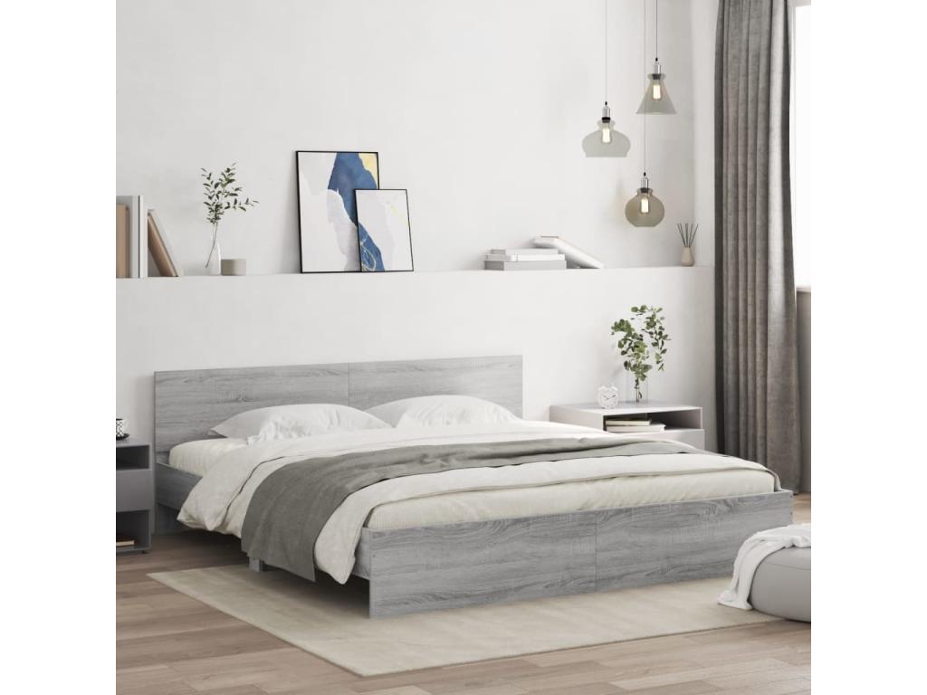 Bed frame with grey headboard 200x200 KOSV22743