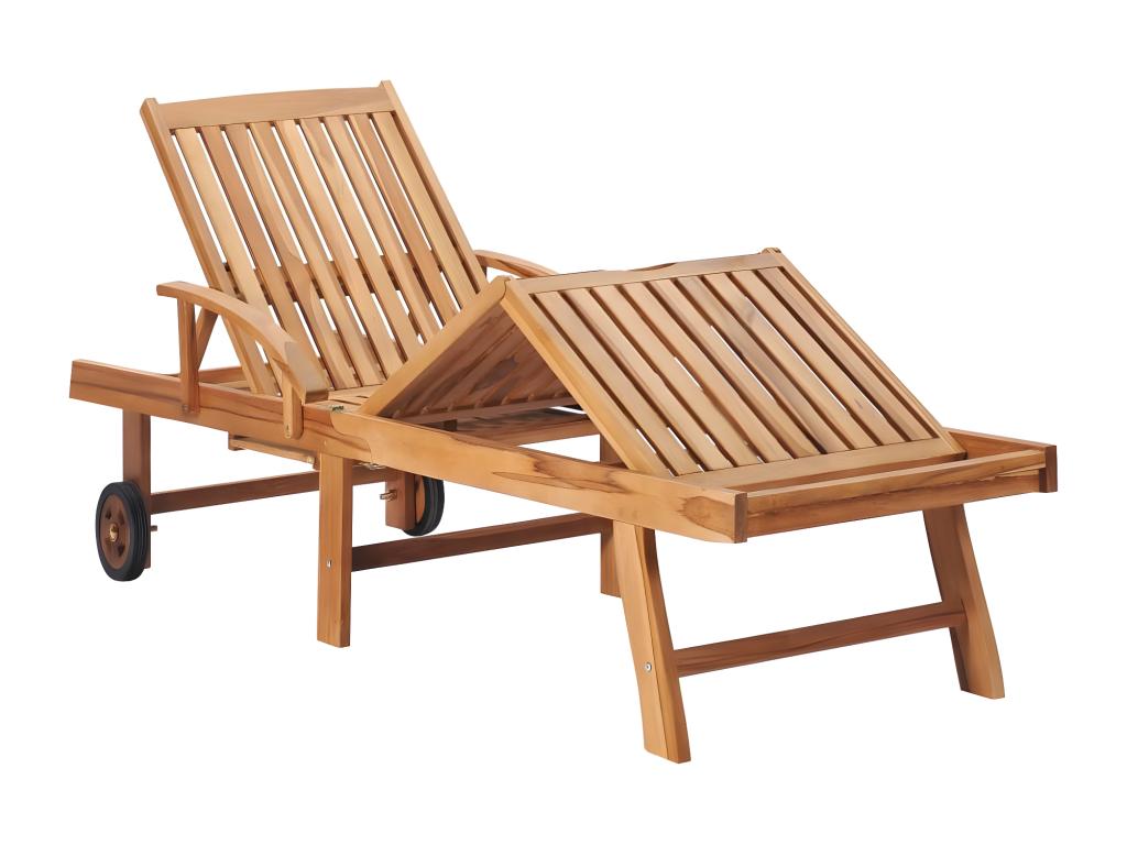 Set of 2 sun loungers with table and cushion, solid teak wood JOCX83073