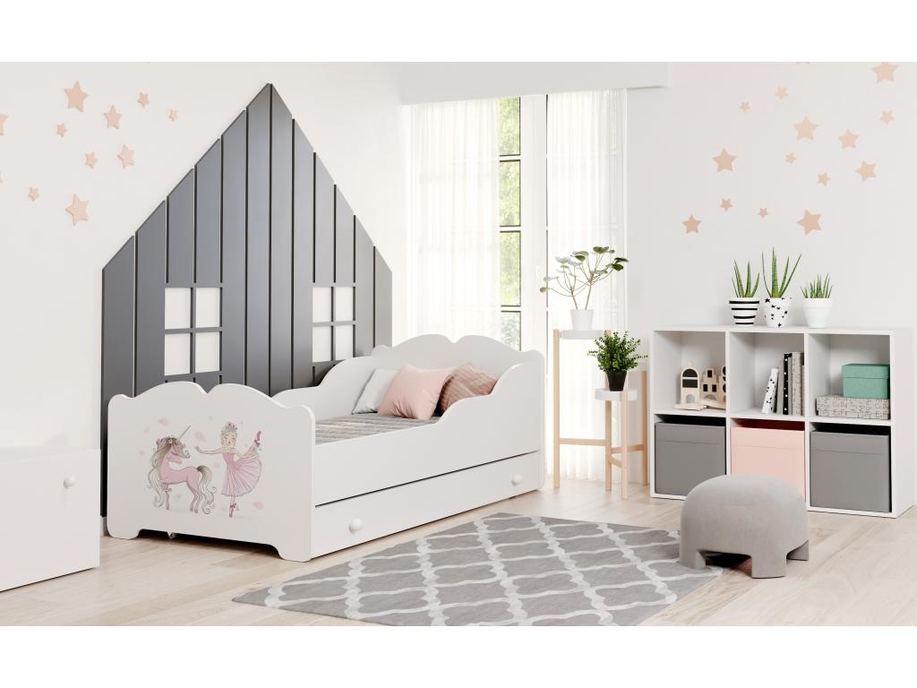 Elariva - Single bed 140x70 with graphics for children in a set with a drawer, mattress and frame RBBZ41199