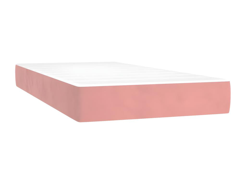 Upholstered bed base with mattress, Pink, 90x190 cm, Velvet, GRII78392